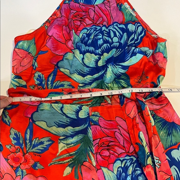 Farm Rio x Anthropology Printed Halter Jumpsuit, Pink Pattern - M - Picture 6 of 9